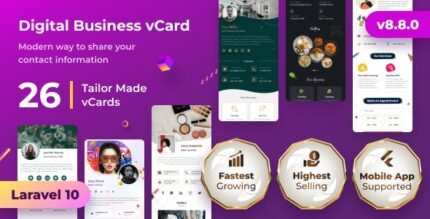 vCard SaaS - Business Card Builder SaaS - Laravel VCard Saas - NFC Card - With Mobile App